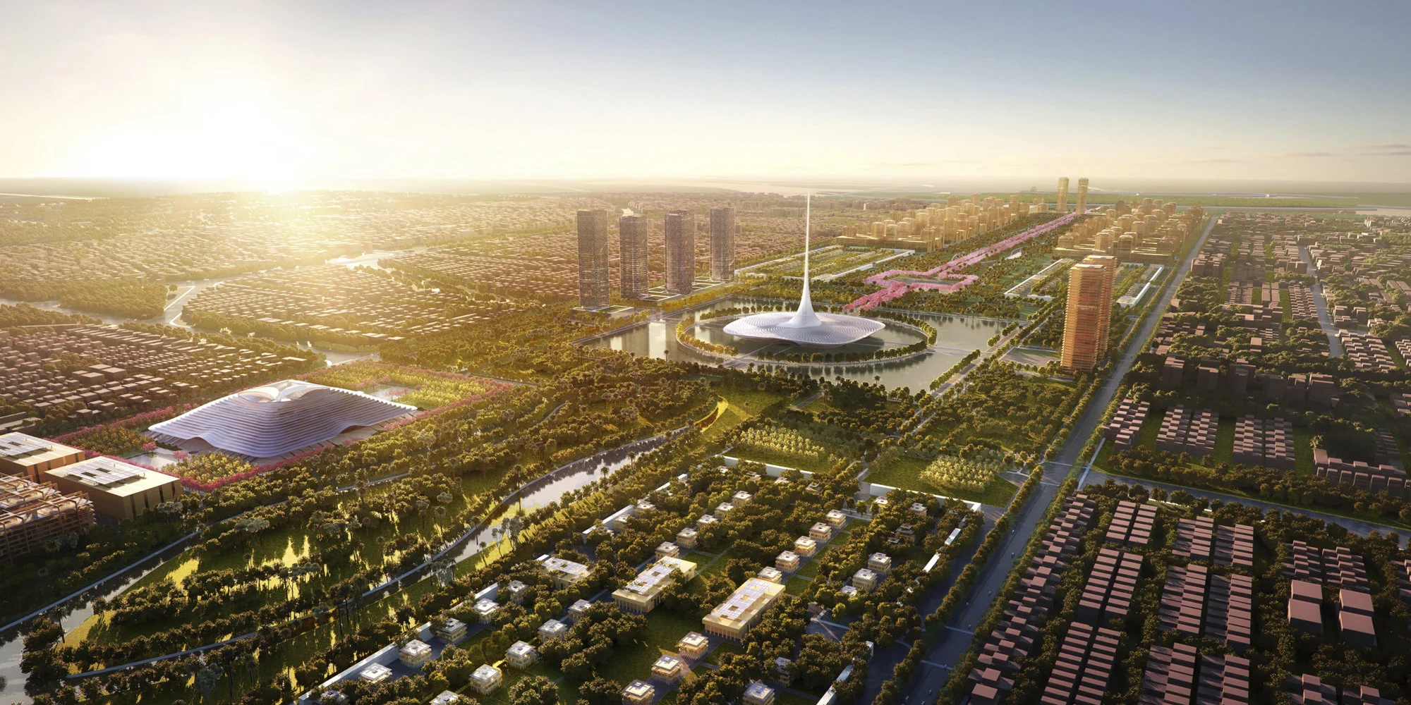 Green city with sustainable infrastructure